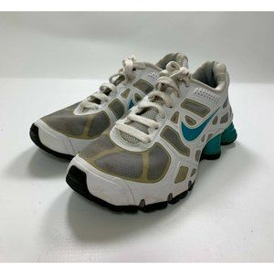 Nike Shox Turbo White Turquoise Lace Up Girls Size 3.5Y Youth Shoes 454371-005
